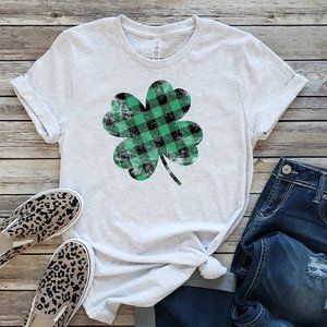 Green Buffalo Plaid Clover T-Shirt